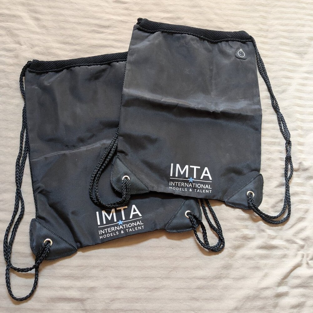 Heavy Nylon and Mesh Drawstring Backpacks Set of Two